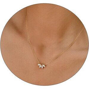 🆕Women’s Gold 14K Gold Plated CZ Heart Star Leaf Pendant Necklace